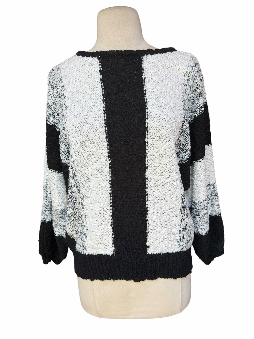 Deadstock w/o 1980s DEB Colorblock Geometric Stripe Knit Pullover Sweater - Picture 1 of 4